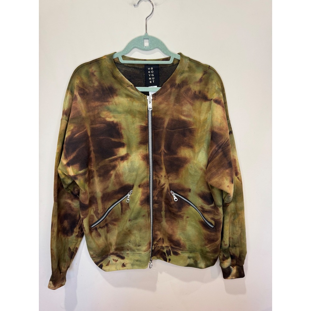 Heyne Bogut Tie Dye Zip Up Sweatshirt Womens Sz 6 Oversized Lagenlook Hand Dyed